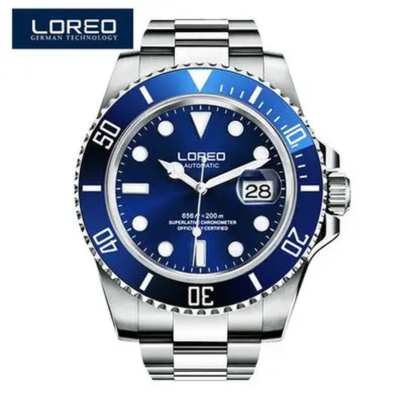 New Sapphire Glass Automatic Mechanical Watch Luxury Steel 200M Waterproof Business Watch Men Watches Reloj Hombre