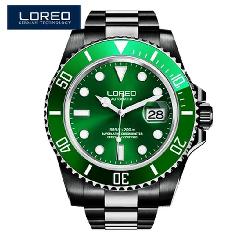 New Sapphire Glass Automatic Mechanical Watch Luxury Steel 200M Waterproof Business Watch Men Watches Reloj Hombre