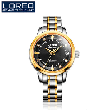 Sapphire Women Fashion Automatic Mechanical Watch Lady Leather Watchband High Quality Casual Waterproof Wristwatch Gift