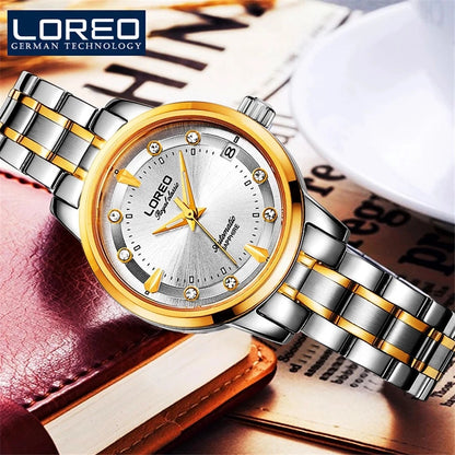 Sapphire Women Fashion Automatic Mechanical Watch Lady Leather Watchband High Quality Casual Waterproof Wristwatch Gift