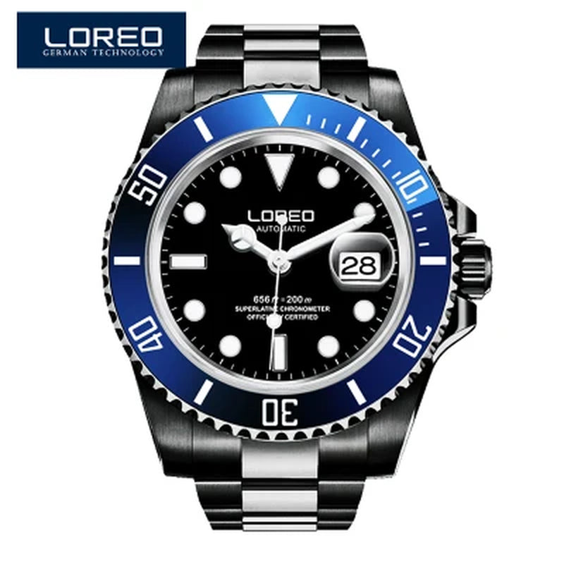 New Sapphire Glass Automatic Mechanical Watch Luxury Steel 200M Waterproof Business Watch Men Watches Reloj Hombre