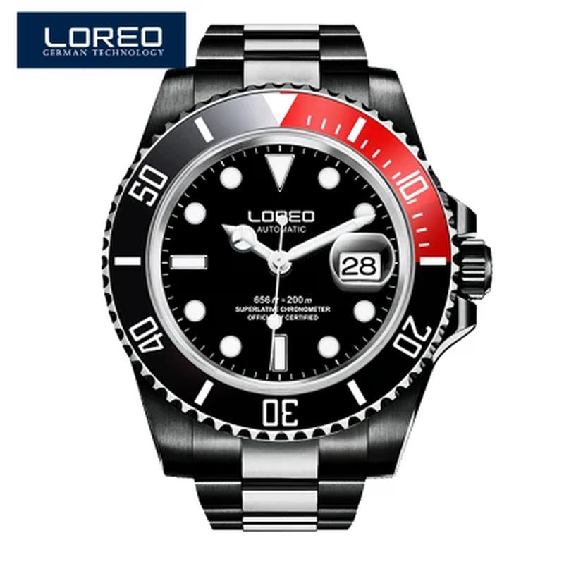 New Sapphire Glass Automatic Mechanical Watch Luxury Steel 200M Waterproof Business Watch Men Watches Reloj Hombre