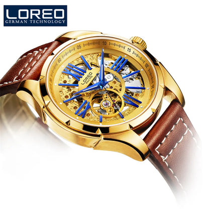 Original Watch Men'S Sports Hollow Luminous Automatic Mechanical Watch Birthday Gift for Men High Quality Leather Strap