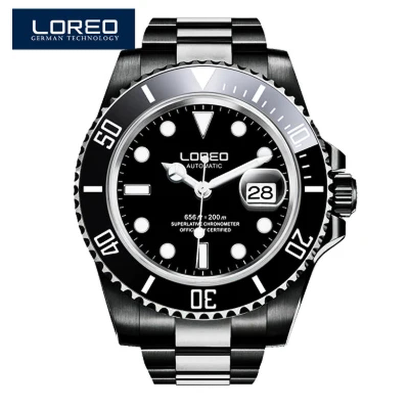 New Sapphire Glass Automatic Mechanical Watch Luxury Steel 200M Waterproof Business Watch Men Watches Reloj Hombre