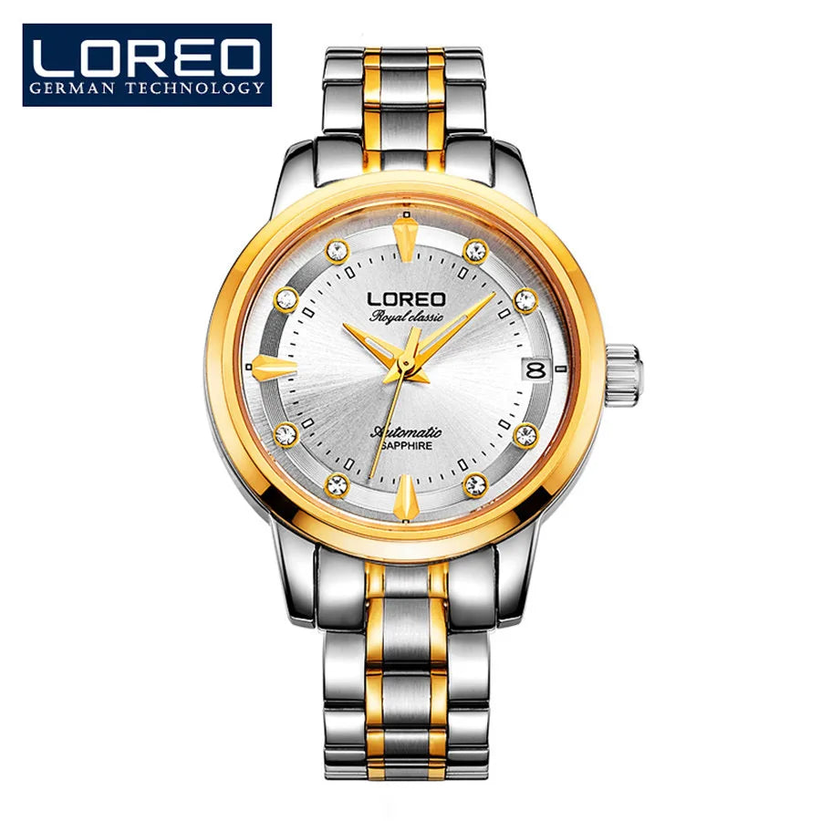 Sapphire Women Fashion Automatic Mechanical Watch Lady Leather Watchband High Quality Casual Waterproof Wristwatch Gift
