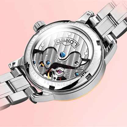Sapphire Women Fashion Automatic Mechanical Watch Lady Leather Watchband High Quality Casual Waterproof Wristwatch Gift