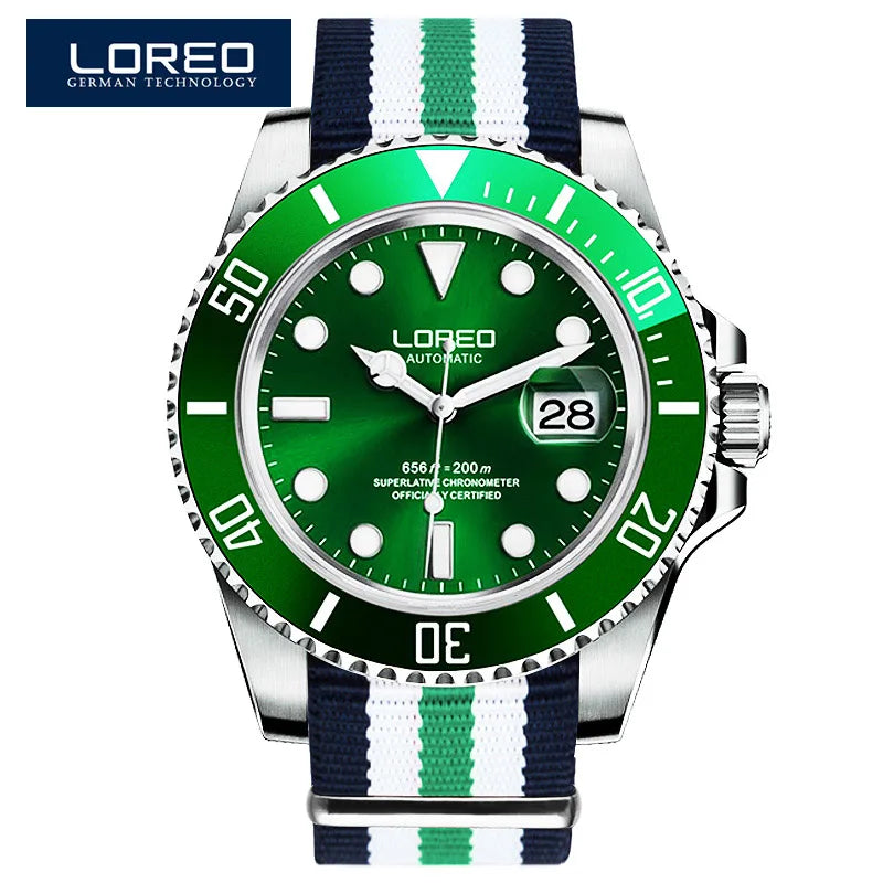 New Sapphire Glass Automatic Mechanical Watch Luxury Steel 200M Waterproof Business Watch Men Watches Reloj Hombre