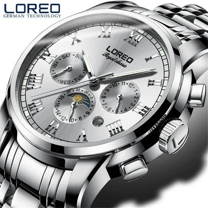Luxury Brand Rome Time Automatic Men Watch 5ATM Waterproof Luminous Date Moon Phase Mechanical Watch Men Seagull Movement