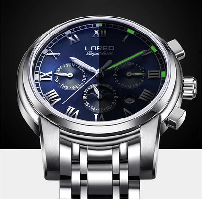 Luxury Brand Rome Time Automatic Men Watch 5ATM Waterproof Luminous Date Moon Phase Mechanical Watch Men Seagull Movement