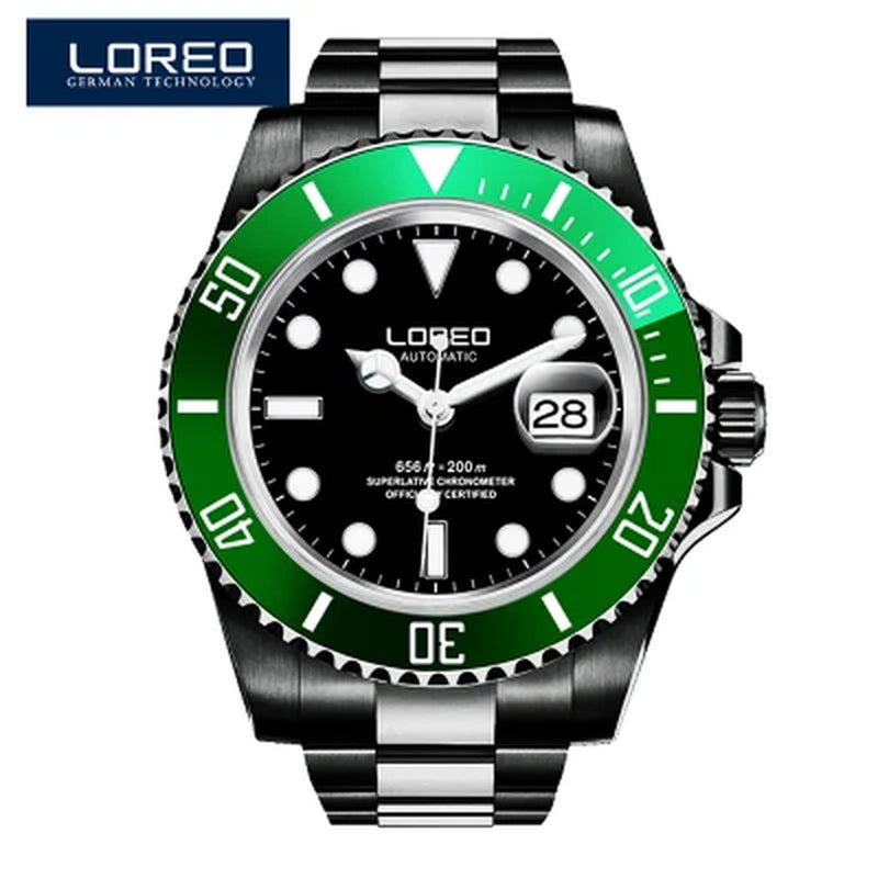 New Sapphire Glass Automatic Mechanical Watch Luxury Steel 200M Waterproof Business Watch Men Watches Reloj Hombre