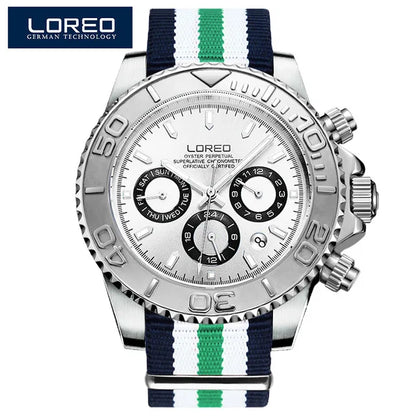 Fashion Multi Function Automatic Mechanical Wristwatch Luxury Brand LOREO Diver Watch 20Bar Screw Crown Leather Strap Clock 2024