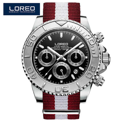 Fashion Multi Function Automatic Mechanical Wristwatch Luxury Brand LOREO Diver Watch 20Bar Screw Crown Leather Strap Clock 2024