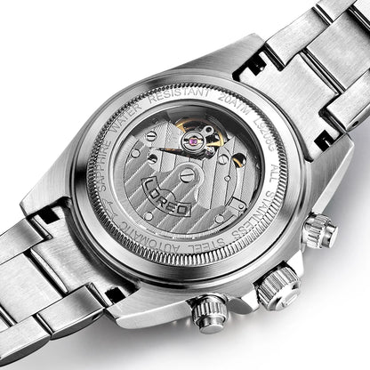 Fashion Multi Function Automatic Mechanical Wristwatch Luxury Brand LOREO Diver Watch 20Bar Screw Crown Leather Strap Clock 2024
