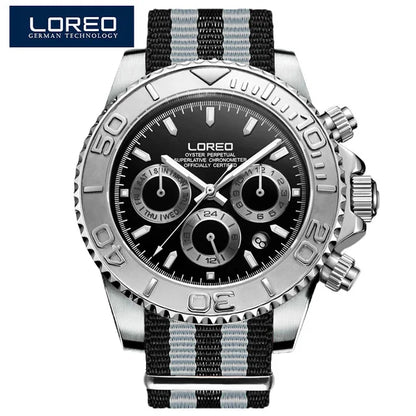 Fashion Multi Function Automatic Mechanical Wristwatch Luxury Brand LOREO Diver Watch 20Bar Screw Crown Leather Strap Clock 2024