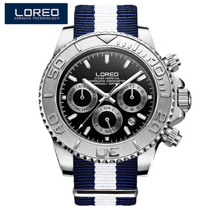 Fashion Multi Function Automatic Mechanical Wristwatch Luxury Brand LOREO Diver Watch 20Bar Screw Crown Leather Strap Clock 2024