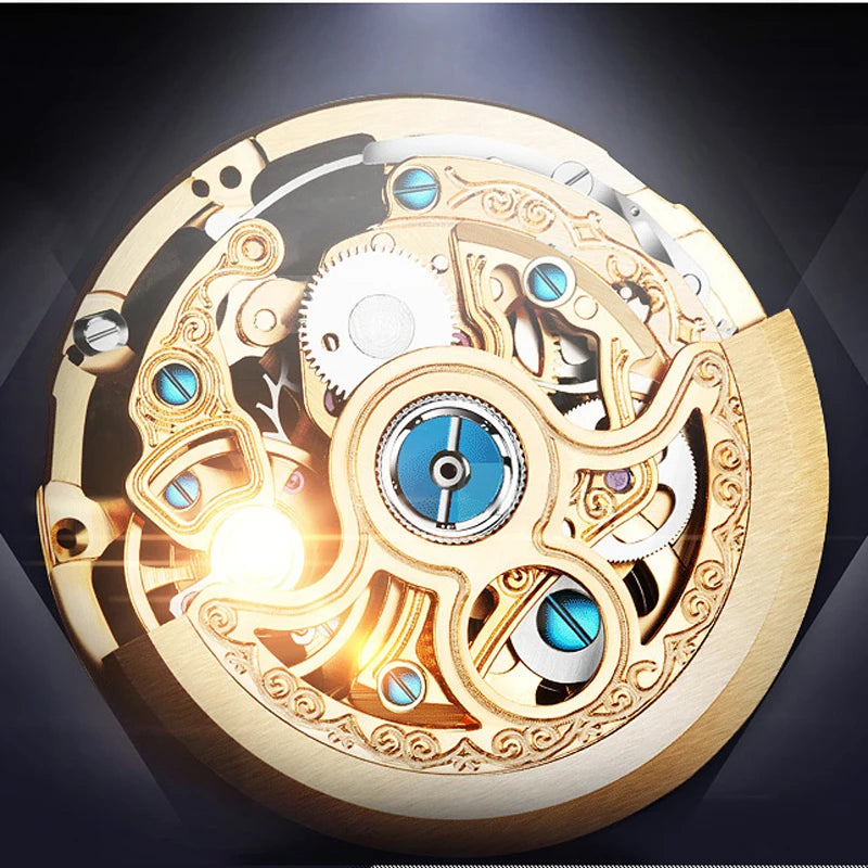 Original Watch Men'S Sports Hollow Luminous Automatic Mechanical Watch Birthday Gift for Men High Quality Leather Strap