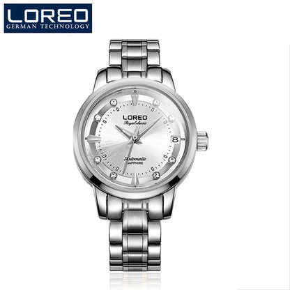 Sapphire Women Fashion Automatic Mechanical Watch Lady Leather Watchband High Quality Casual Waterproof Wristwatch Gift