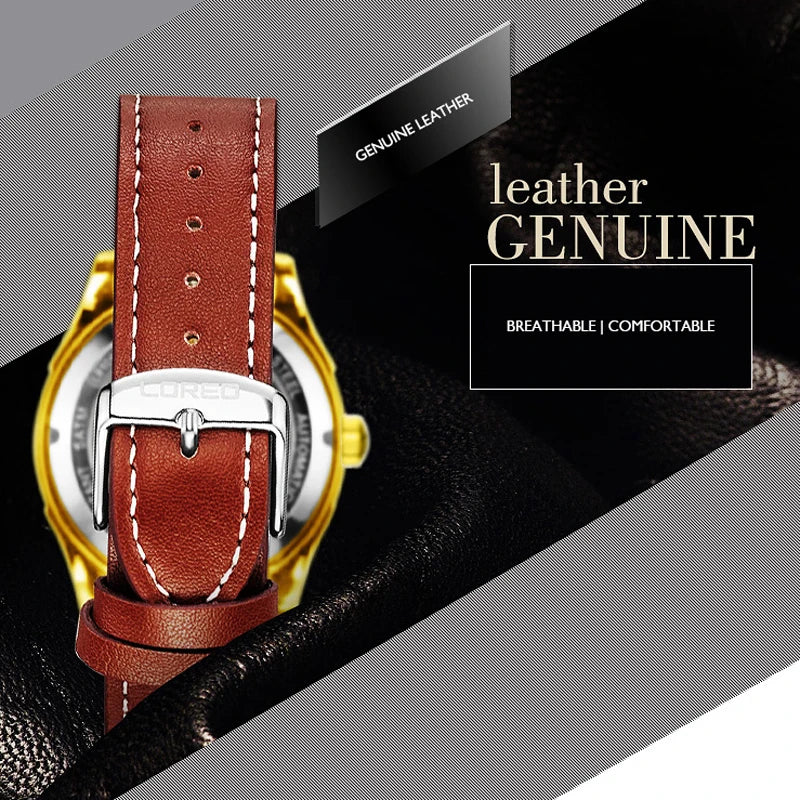 Original Watch Men'S Sports Hollow Luminous Automatic Mechanical Watch Birthday Gift for Men High Quality Leather Strap