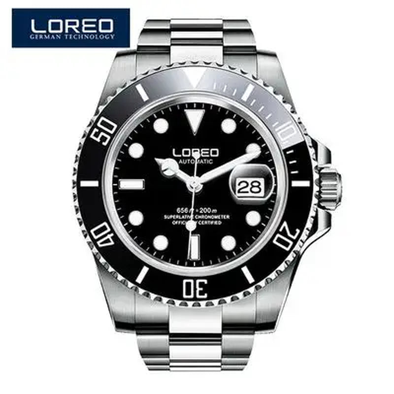 New Sapphire Glass Automatic Mechanical Watch Luxury Steel 200M Waterproof Business Watch Men Watches Reloj Hombre