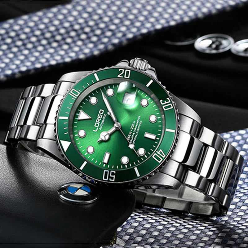 New Sapphire Glass Automatic Mechanical Watch Luxury Steel 200M Waterproof Business Watch Men Watches Reloj Hombre