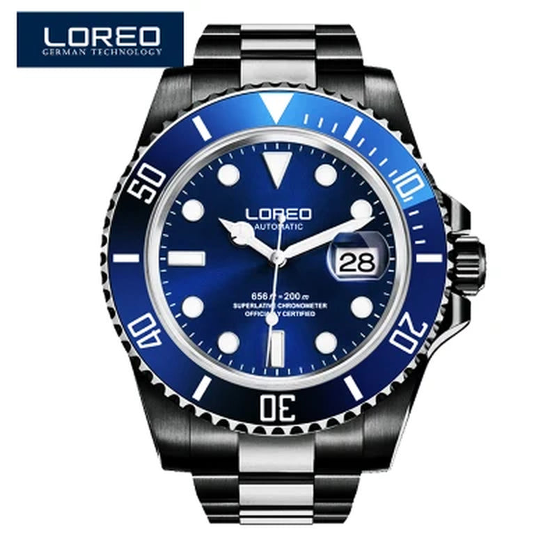 New Sapphire Glass Automatic Mechanical Watch Luxury Steel 200M Waterproof Business Watch Men Watches Reloj Hombre