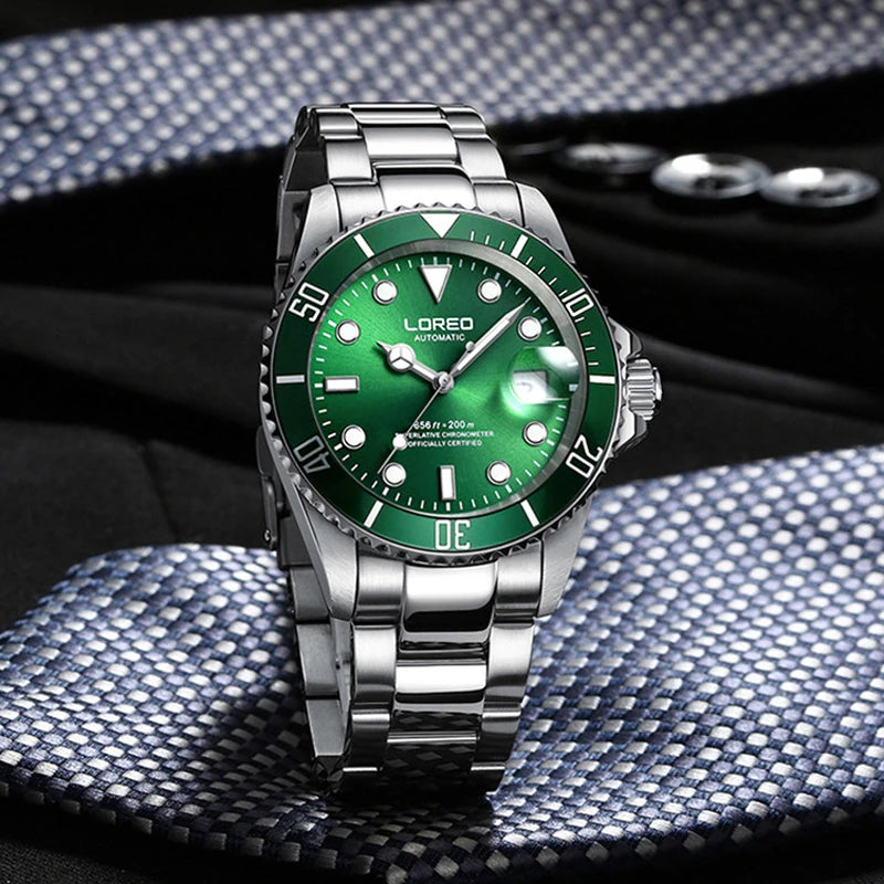 New Sapphire Glass Automatic Mechanical Watch Luxury Steel 200M Waterproof Business Watch Men Watches Reloj Hombre